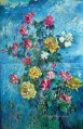 rosas con fondo azul 1960 ruso
